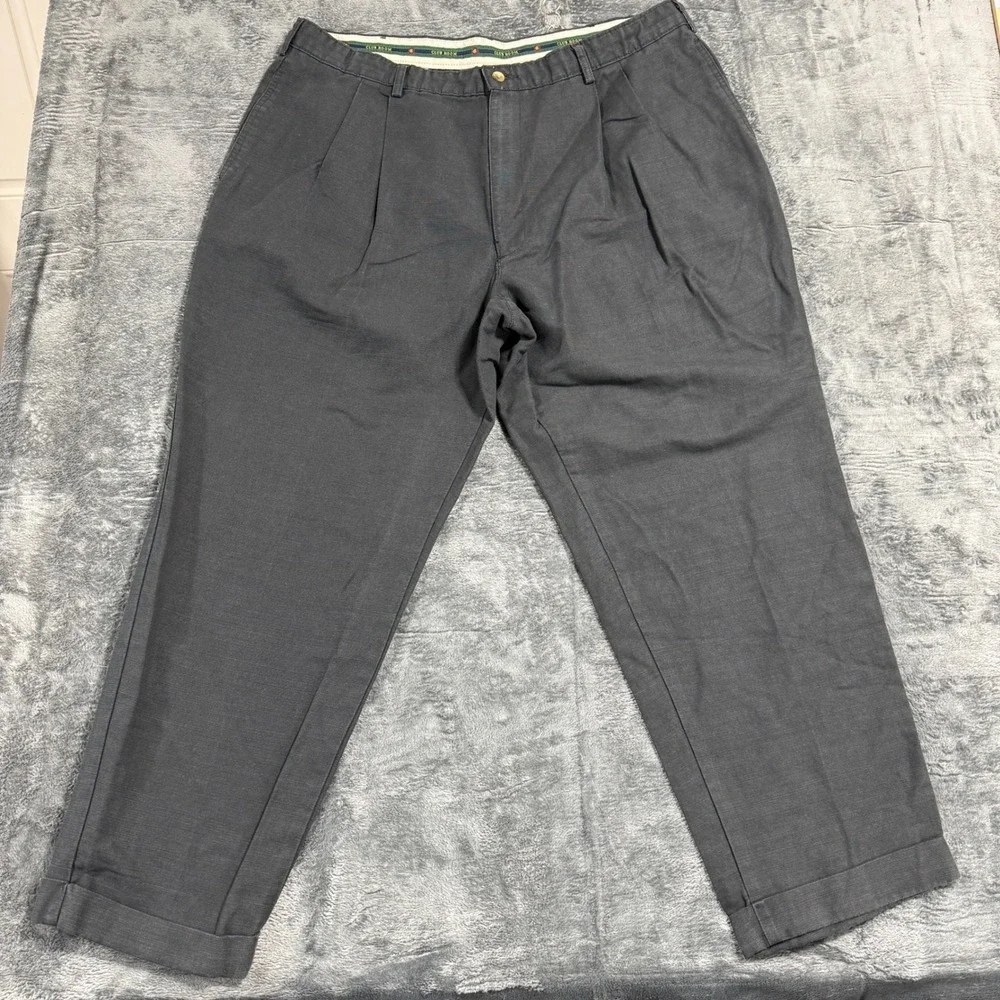 Club‎ Room Pleated Linen Cotton Blend Pants Mens 42x30 Gray